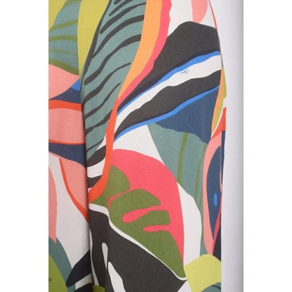Trina Turk Wide Leg Pants Weekend Sz 4 MultiColor Tropical Floral lightweight